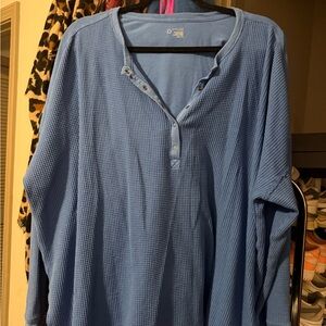 Aerie Blue Waffle Knit Long Sleeve Top